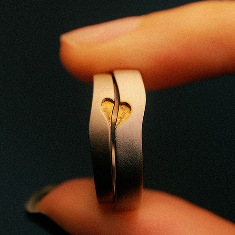 Matching Couple Heart Rings in Sterling Silver (image for) Matching Couple Heart Rings in Sterling Silver